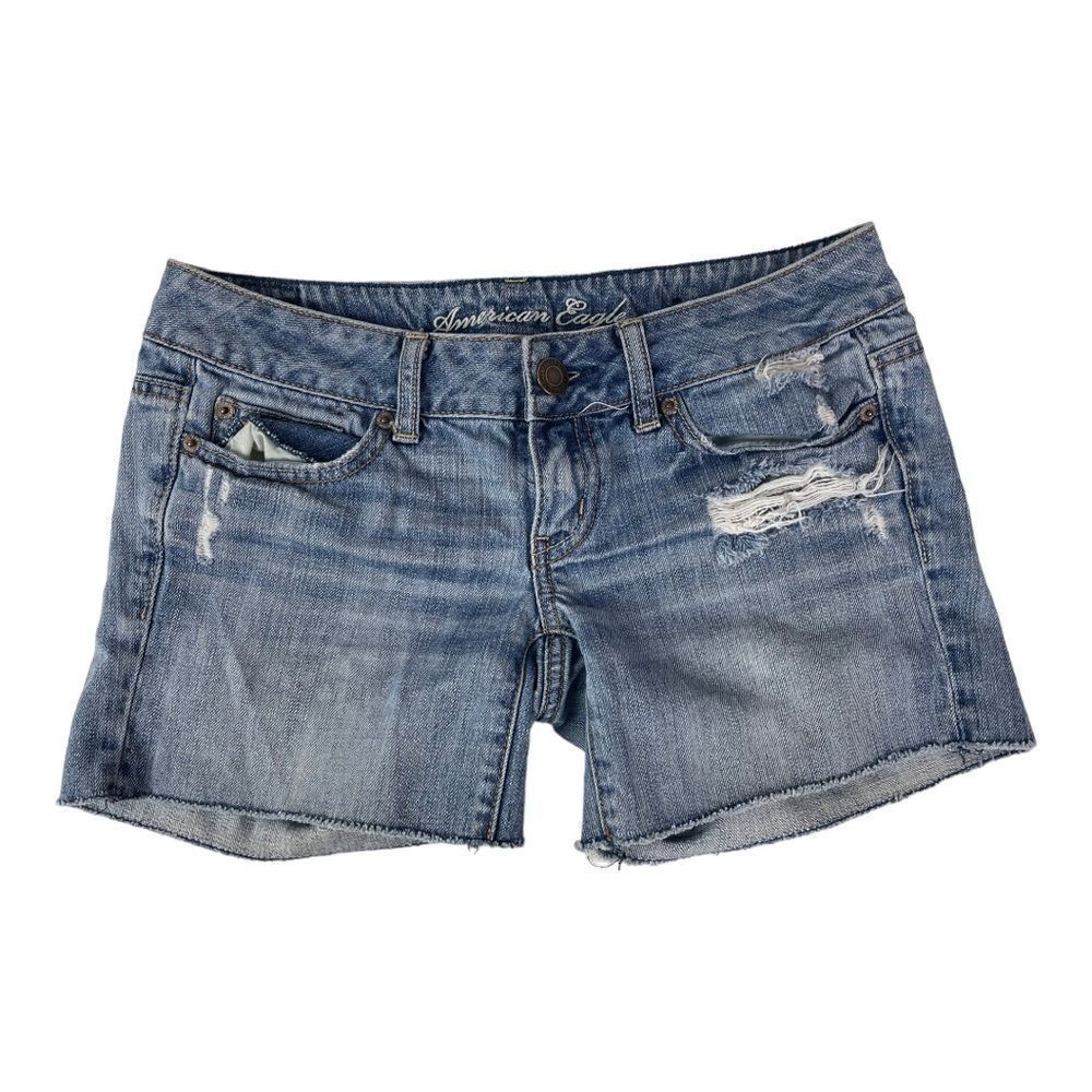 American Eagle Blue Jean Shorts Cutoffs Size 0 - Picture 6 of 6